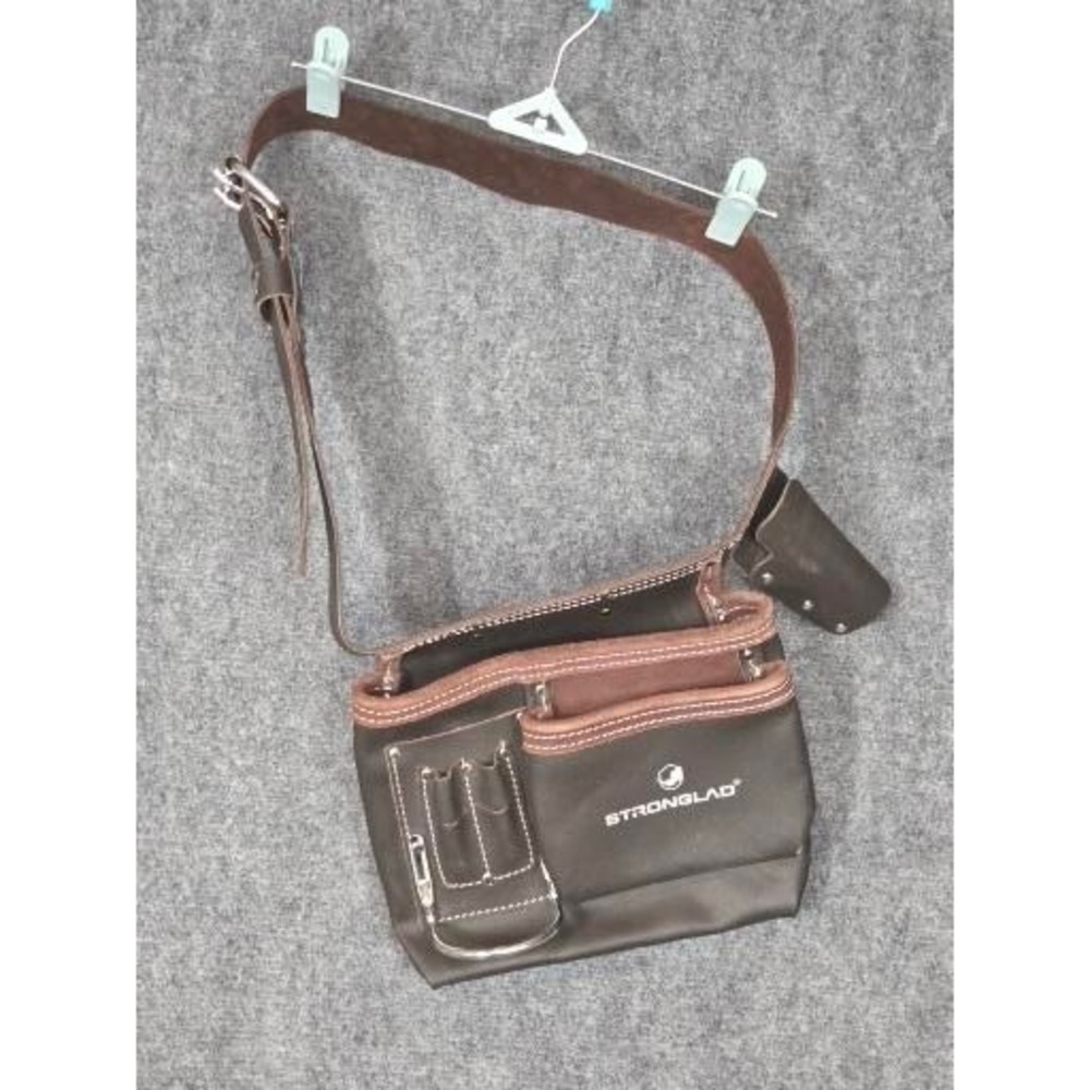 Stronglad Leather Tool Pouch Belt Hammer Loop Dark‎ Brown Professional Rig Work